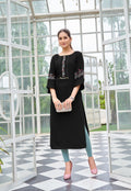 Floral Embroidered Flared Sleeves Thread Work Thread Work Kurti-ZAREENA