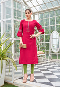 Floral Embroidered Flared Sleeves Thread Work Thread Work Kurti-ZAREENA