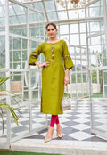Floral Embroidered Flared Sleeves Thread Work Thread Work Kurti-ZAREENA