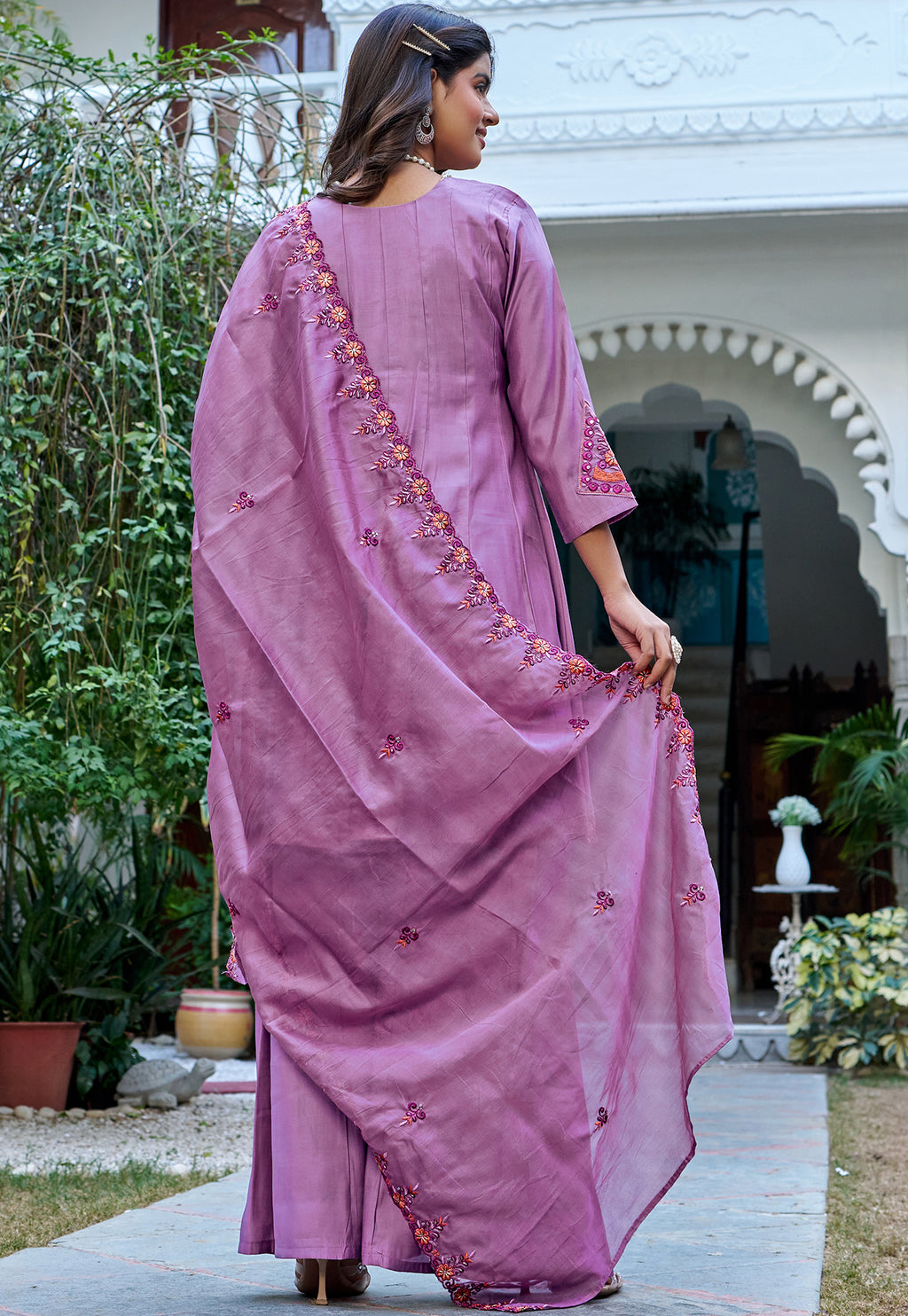 Women Ethnic Motifs Embroidered Thread Work Kurta with Sharara & With Dupatta-KS-216
