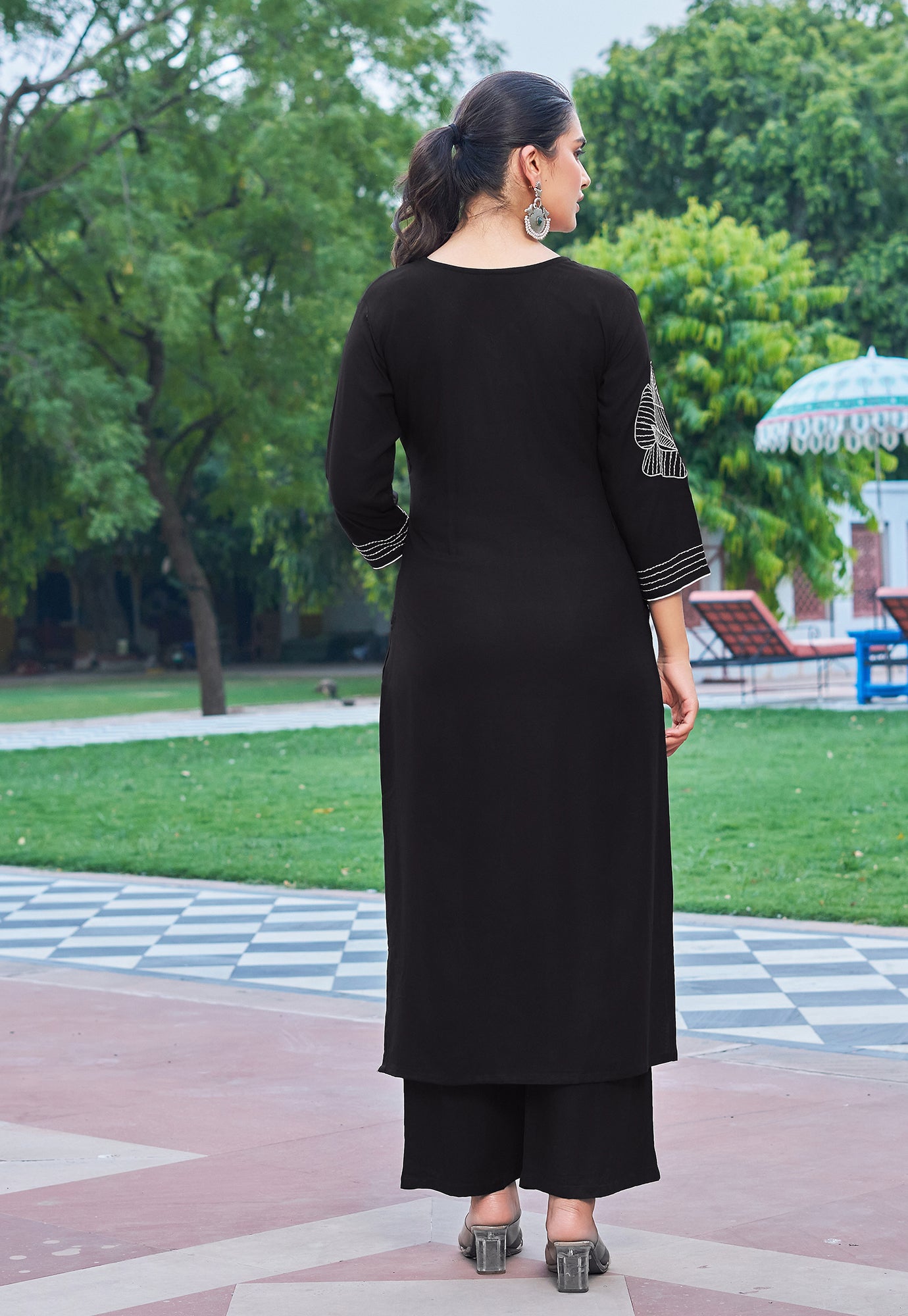 Women Floral Embroidered Kurta with Palazzos-RAMYAA