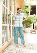 Women Embroidered Pure Cotton Shirt with Trousers Co-Ords-BLIZZ