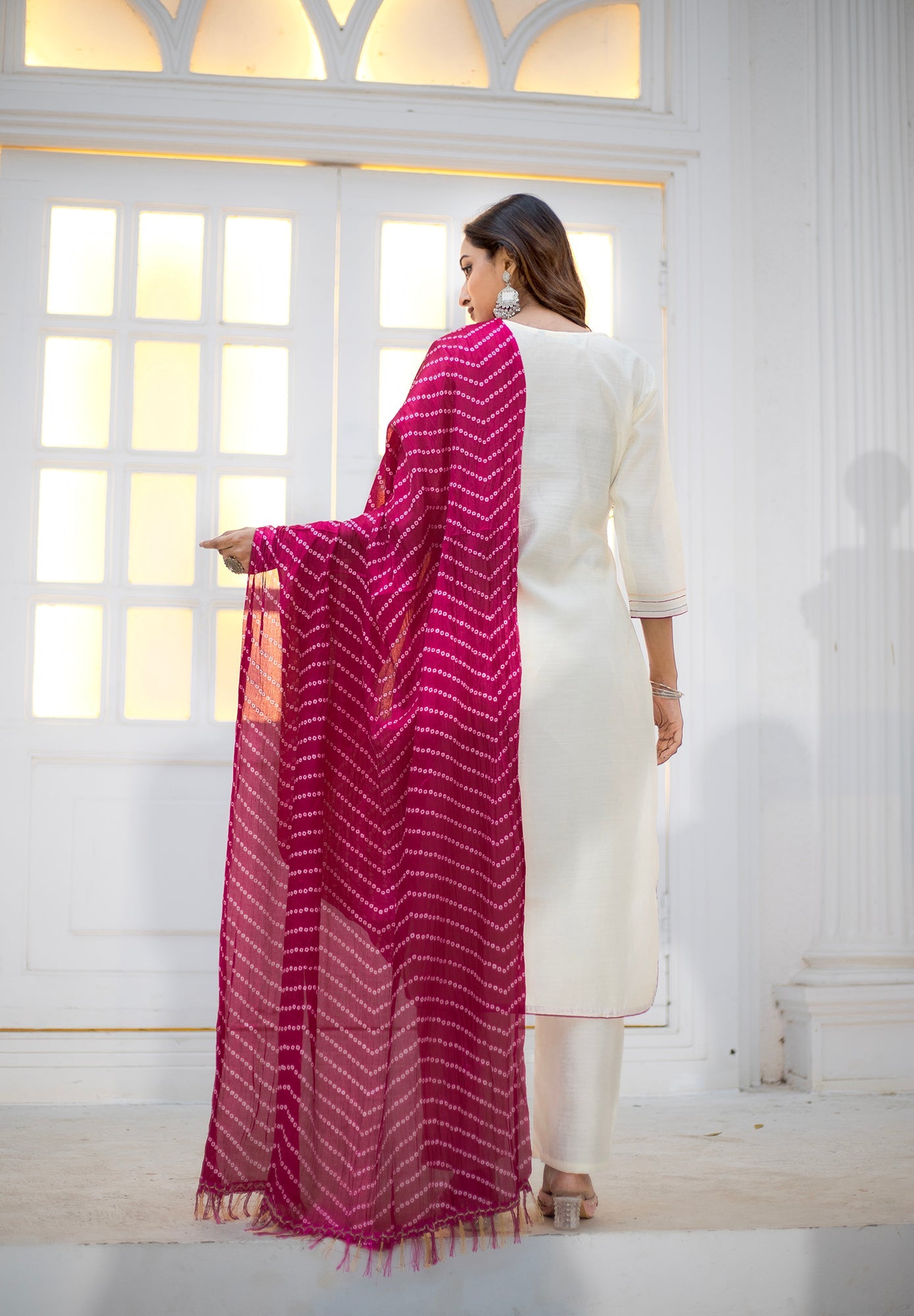 Women Viscos Weaving Straight Kurta With Pant And Dupatta Suit Set -NIKITA