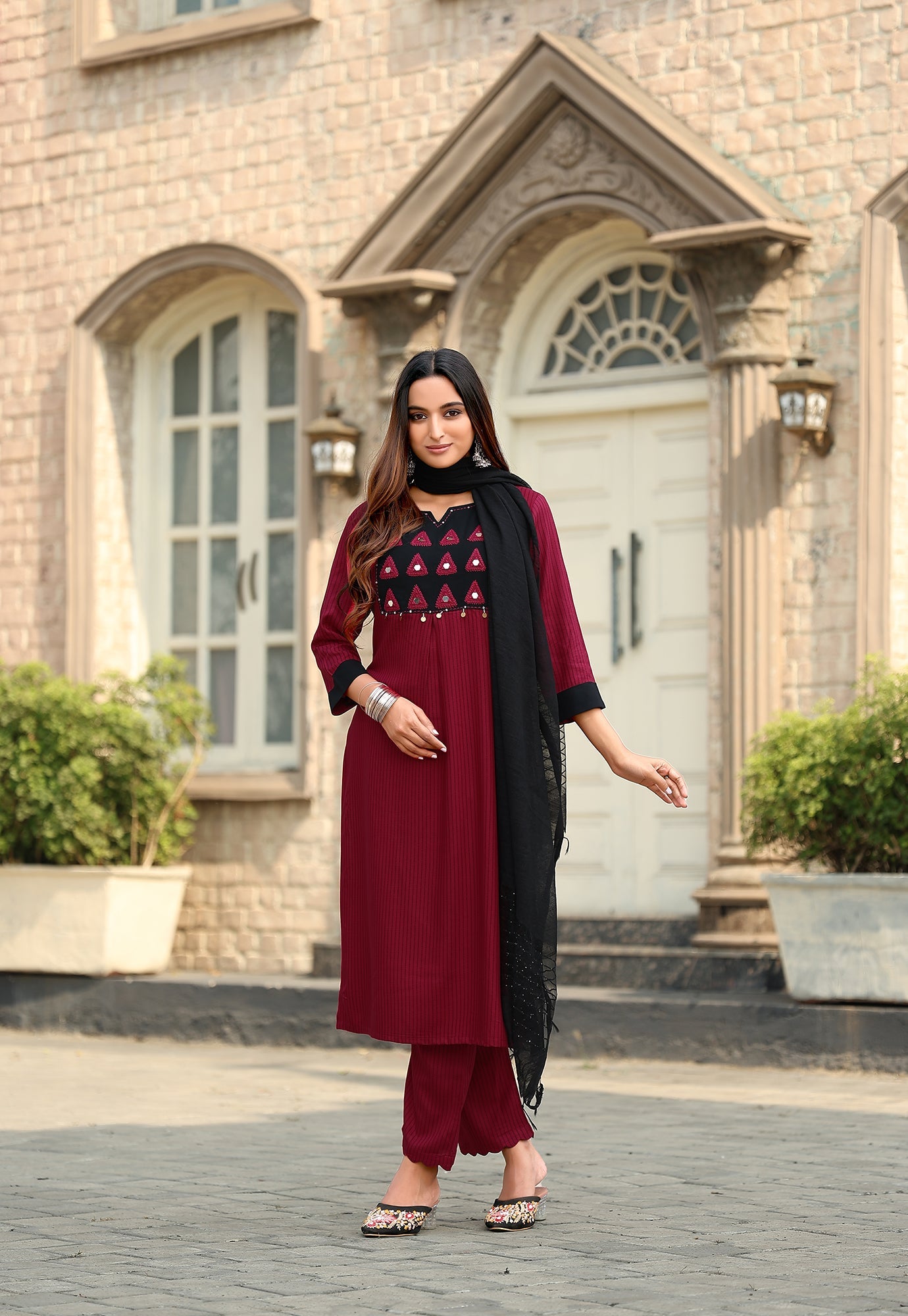 Women Rayon Print Straight Kurta With Pant And Dupatta Suit Set-RASHMIKA