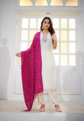 Women Viscos Weaving Straight Kurta With Pant And Dupatta Suit Set -NIKITA