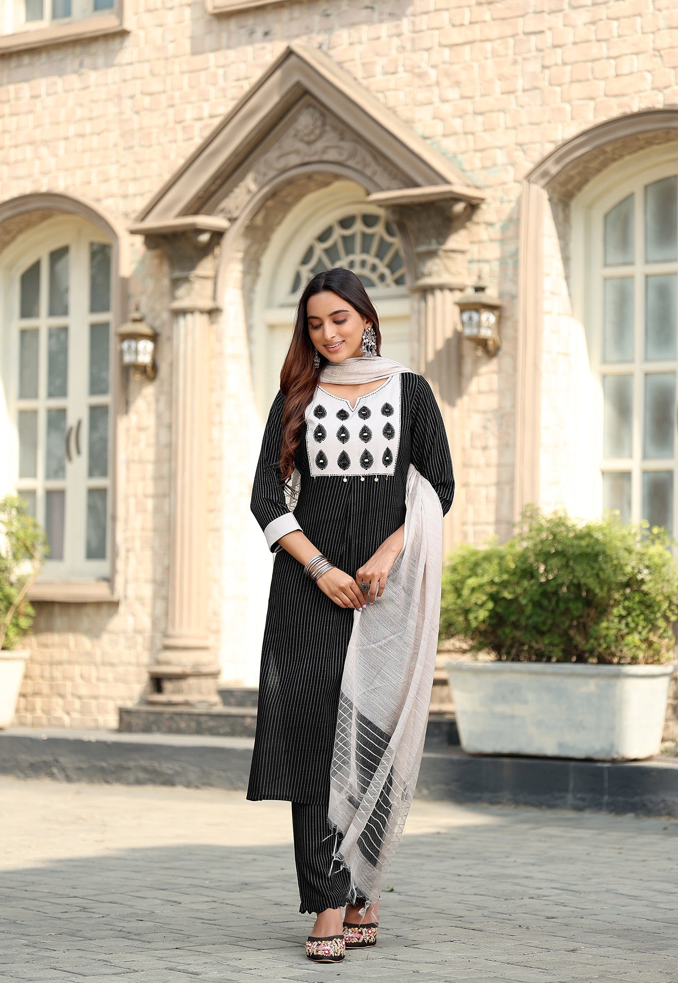 Women Rayon Print Straight Kurta With Pant And Dupatta Suit Set-RASHMIKA