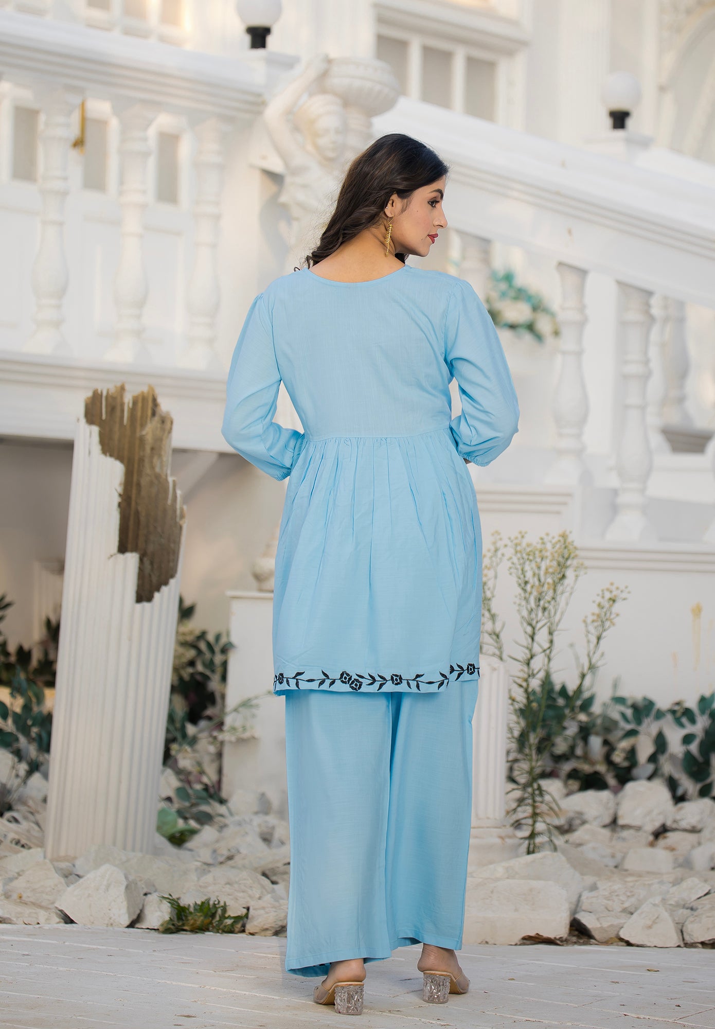 Women Rayon Comfortable and Stylish Kurta & Palazzo Set-ROZELLA