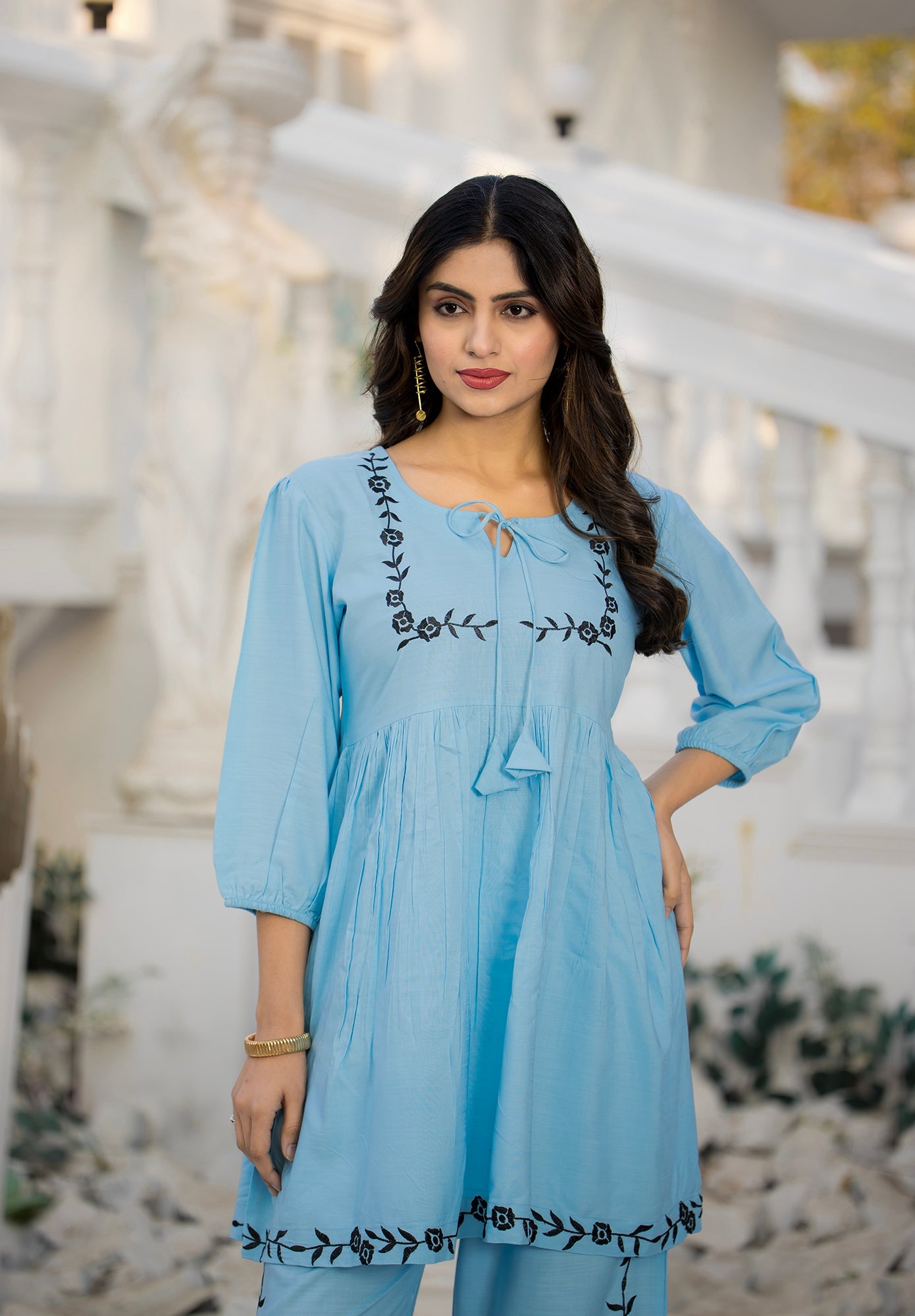 Women Rayon Comfortable and Stylish Kurta & Palazzo Set-ROZELLA
