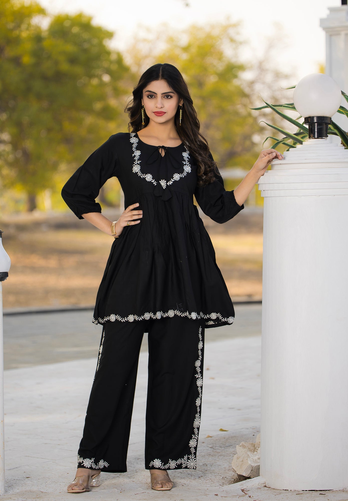 Women Rayon Comfortable and Stylish Kurta & Palazzo Set-ROZELLA