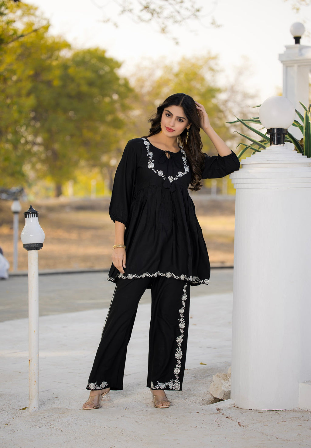Women Rayon Comfortable and Stylish Kurta & Palazzo Set-ROZELLA