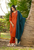 Women Thread & Hand work Viscose weaving Kurta With Trouser & Dupatta-ELITE