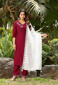Women Thread & Hand work Viscose weaving Kurta With Trouser & Dupatta-ELITE
