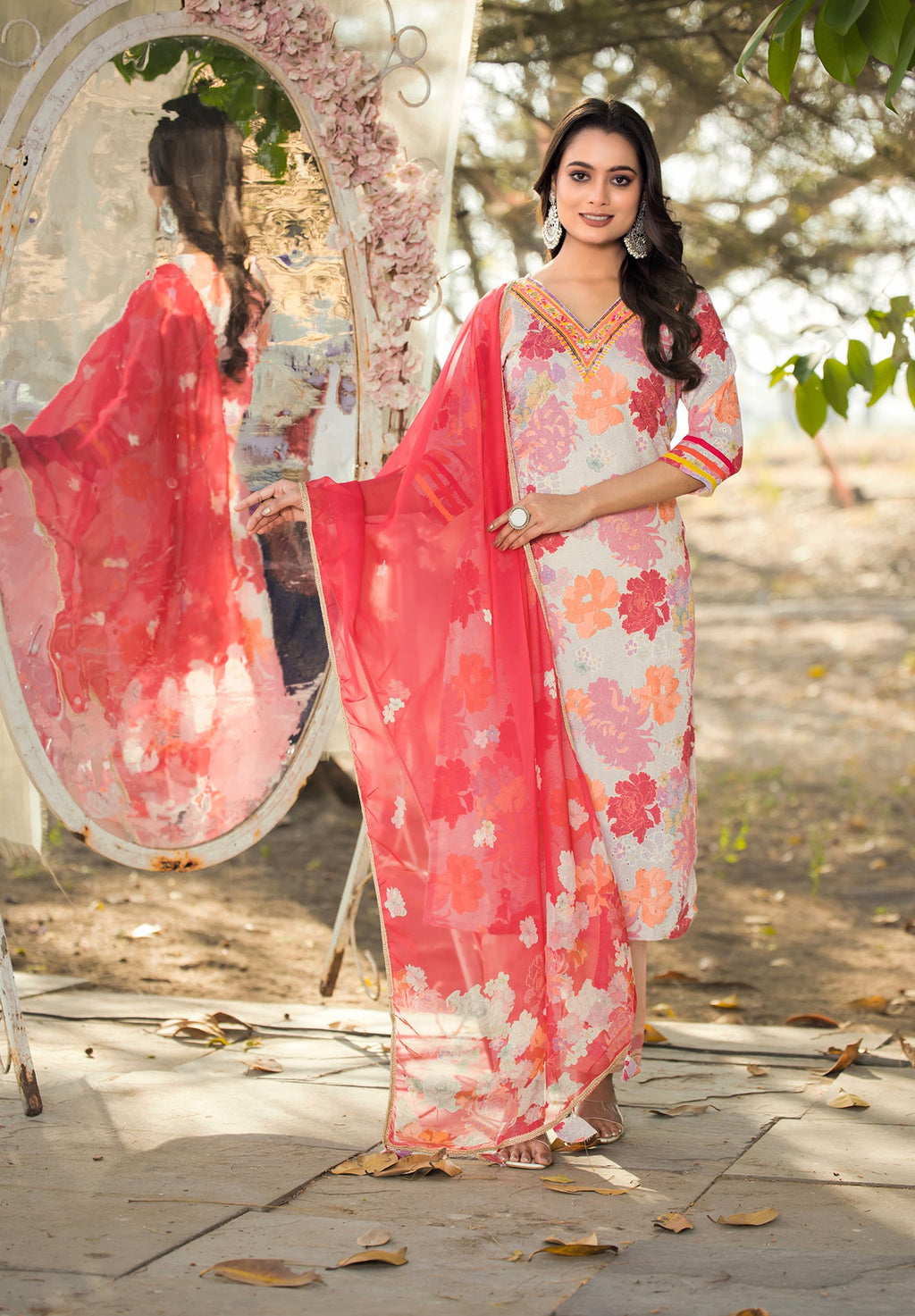 Orange Kurta with Palazzo Pants: A Vibrant Ensemble-MT-8168