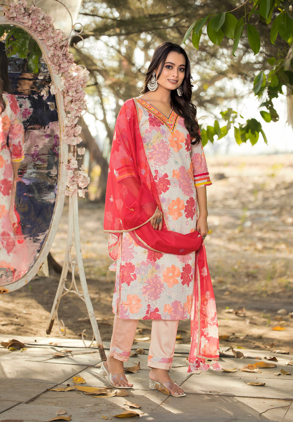 Orange Kurta with Palazzo Pants: A Vibrant Ensemble-MT-8168