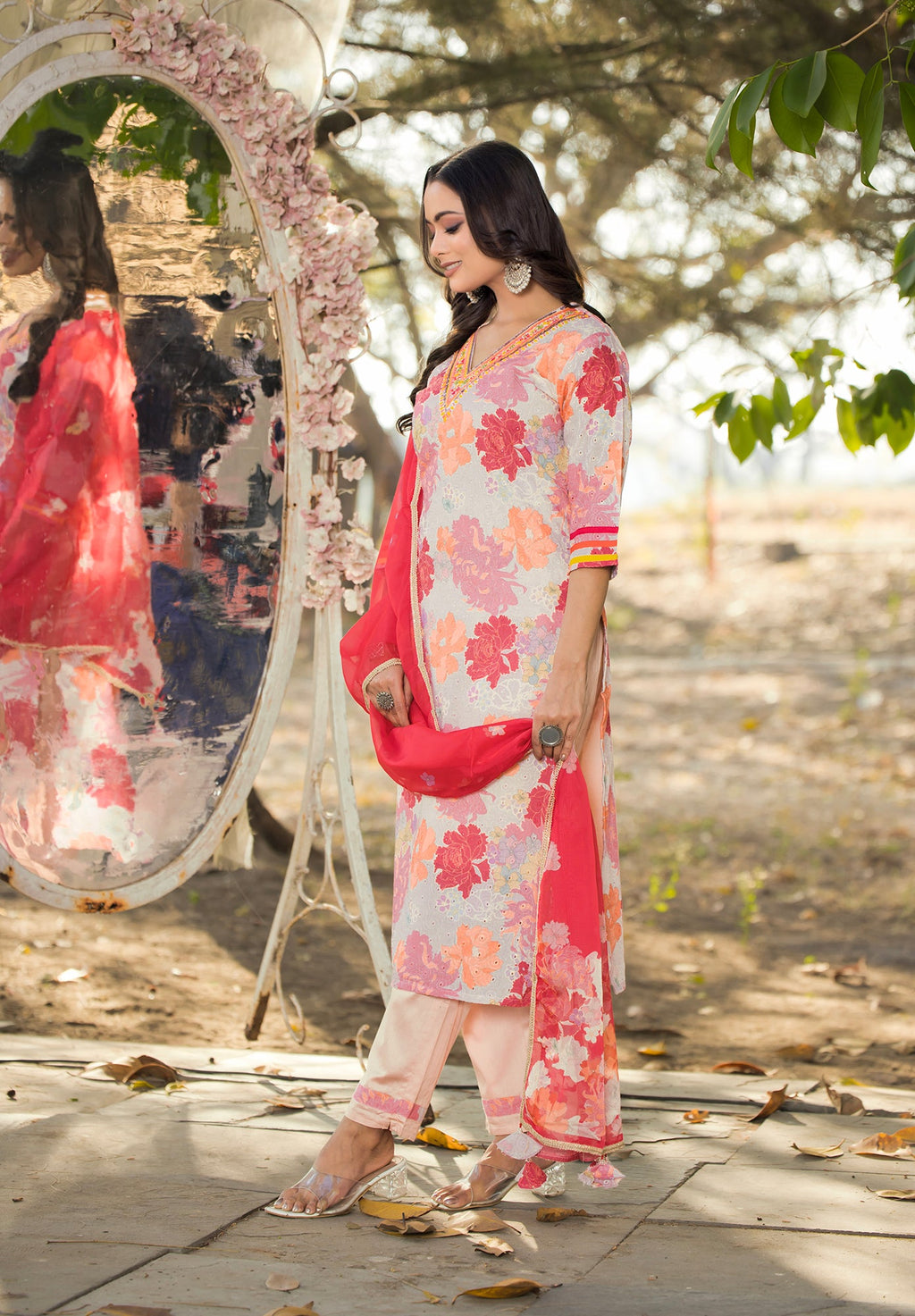Orange Kurta with Palazzo Pants: A Vibrant Ensemble-MT-8168