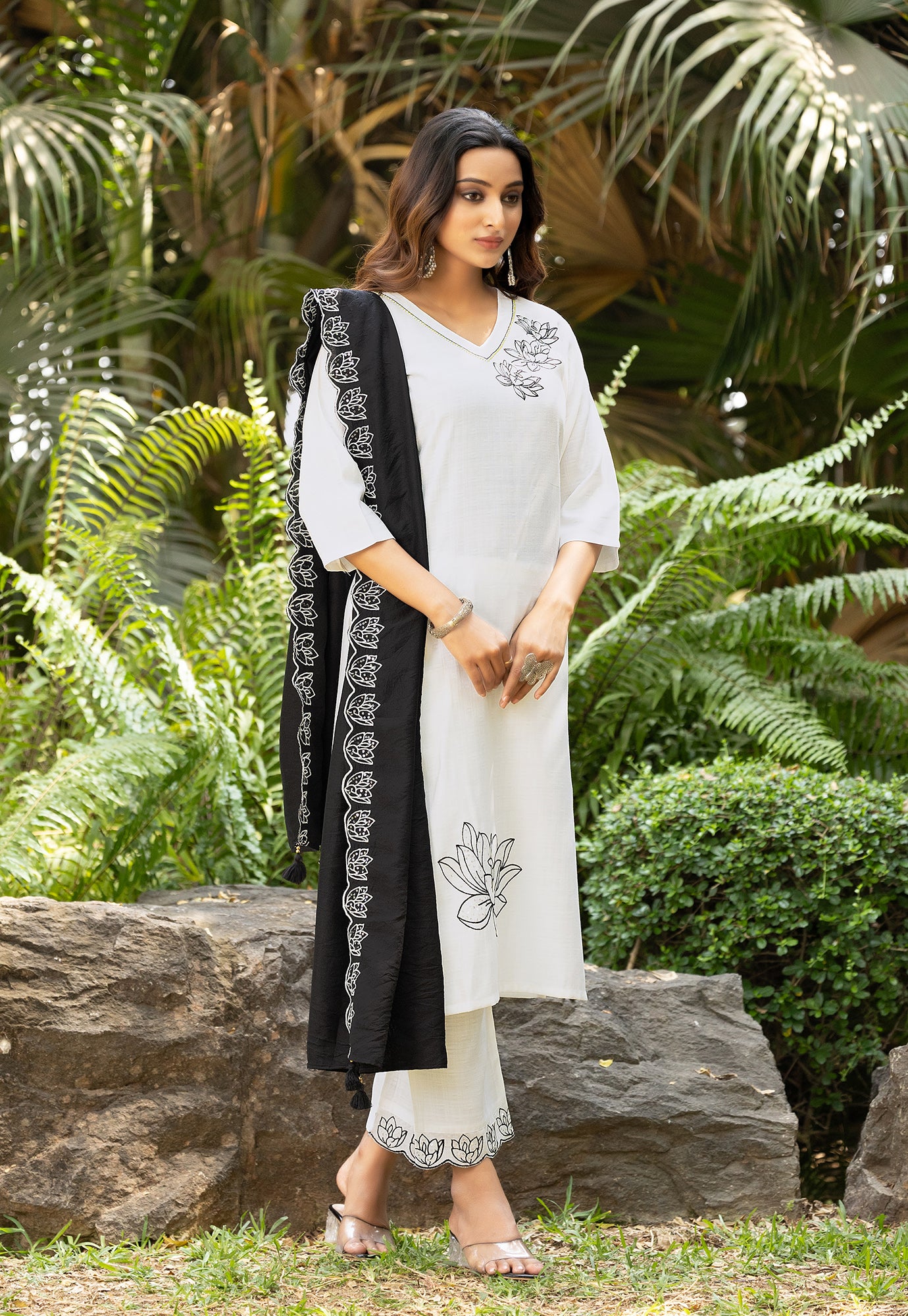 Women Floral Embroidered Kurta with Trousers & Dupatta-ELITE
