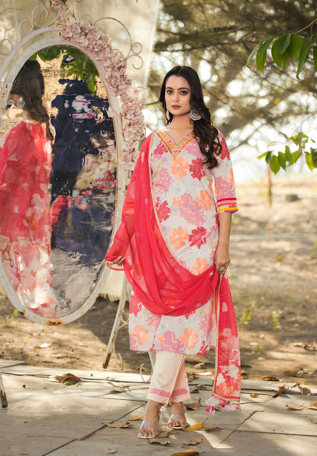 Orange Kurta with Palazzo Pants: A Vibrant Ensemble-MT-8168