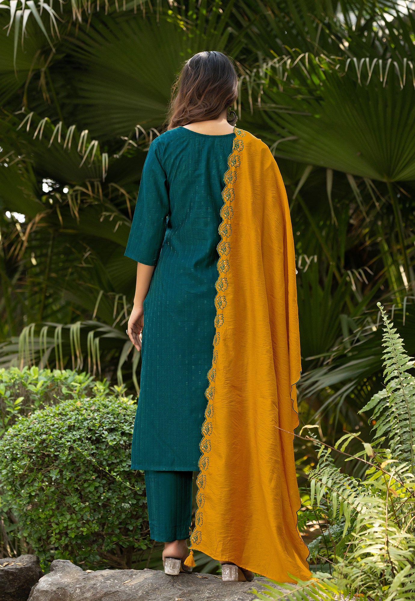 Women Floral Embroidered Kurta with Trousers & Dupatta-ELITE