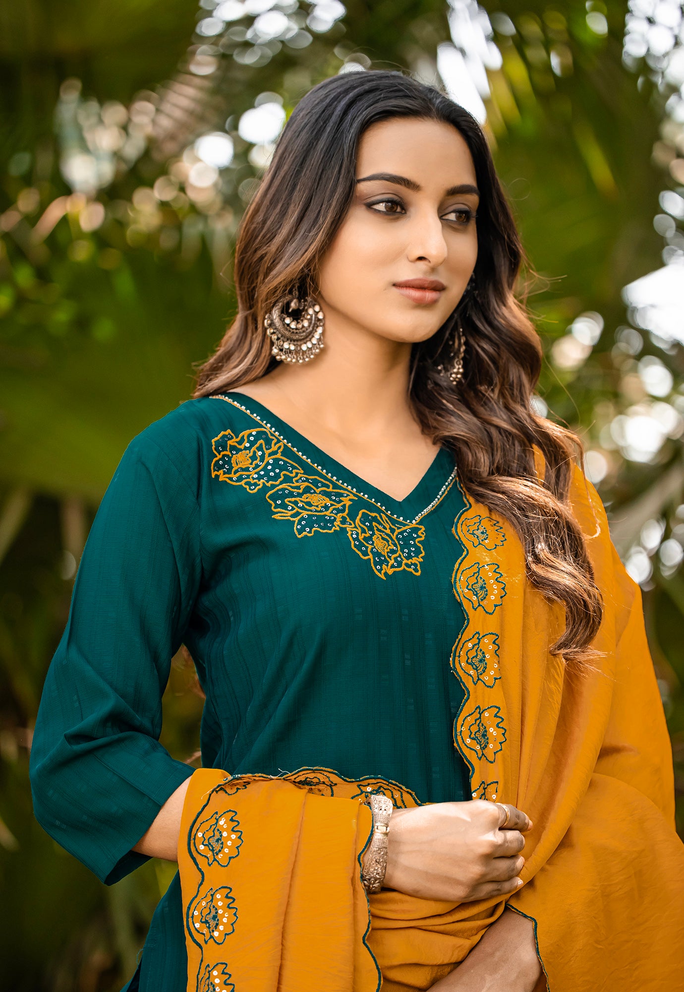 Women Floral Embroidered Kurta with Trousers & Dupatta-ELITE