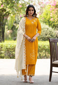 Women Thread & Hand work Viscose weaving Kurta With Trouser & Dupatta-ELITE
