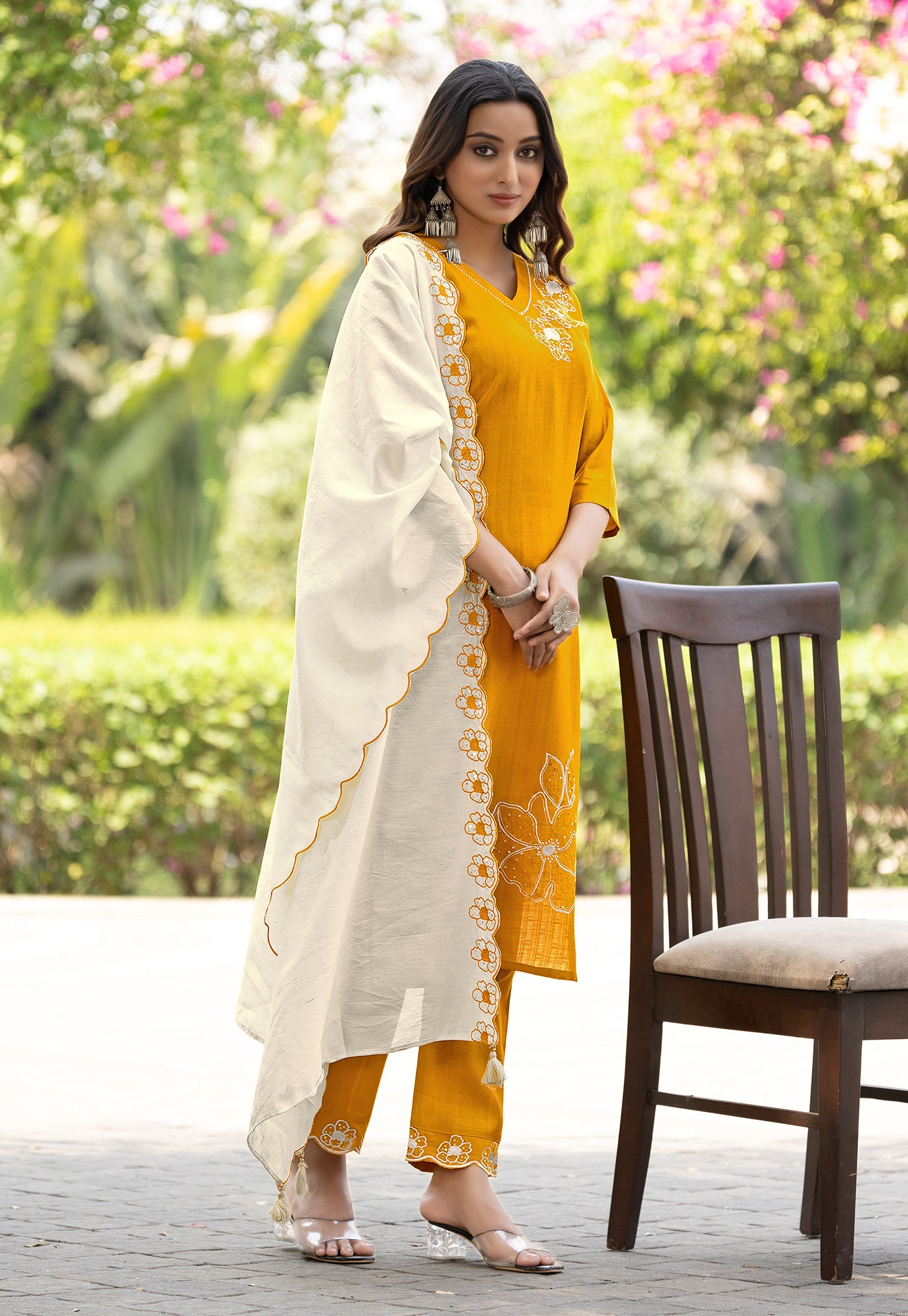 Women Floral Embroidered Kurta with Trousers & Dupatta-ELITE