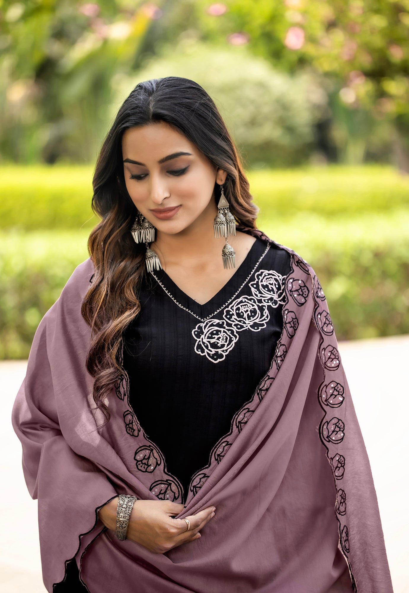 Women Floral Embroidered Kurta with Trousers & Dupatta-ELITE