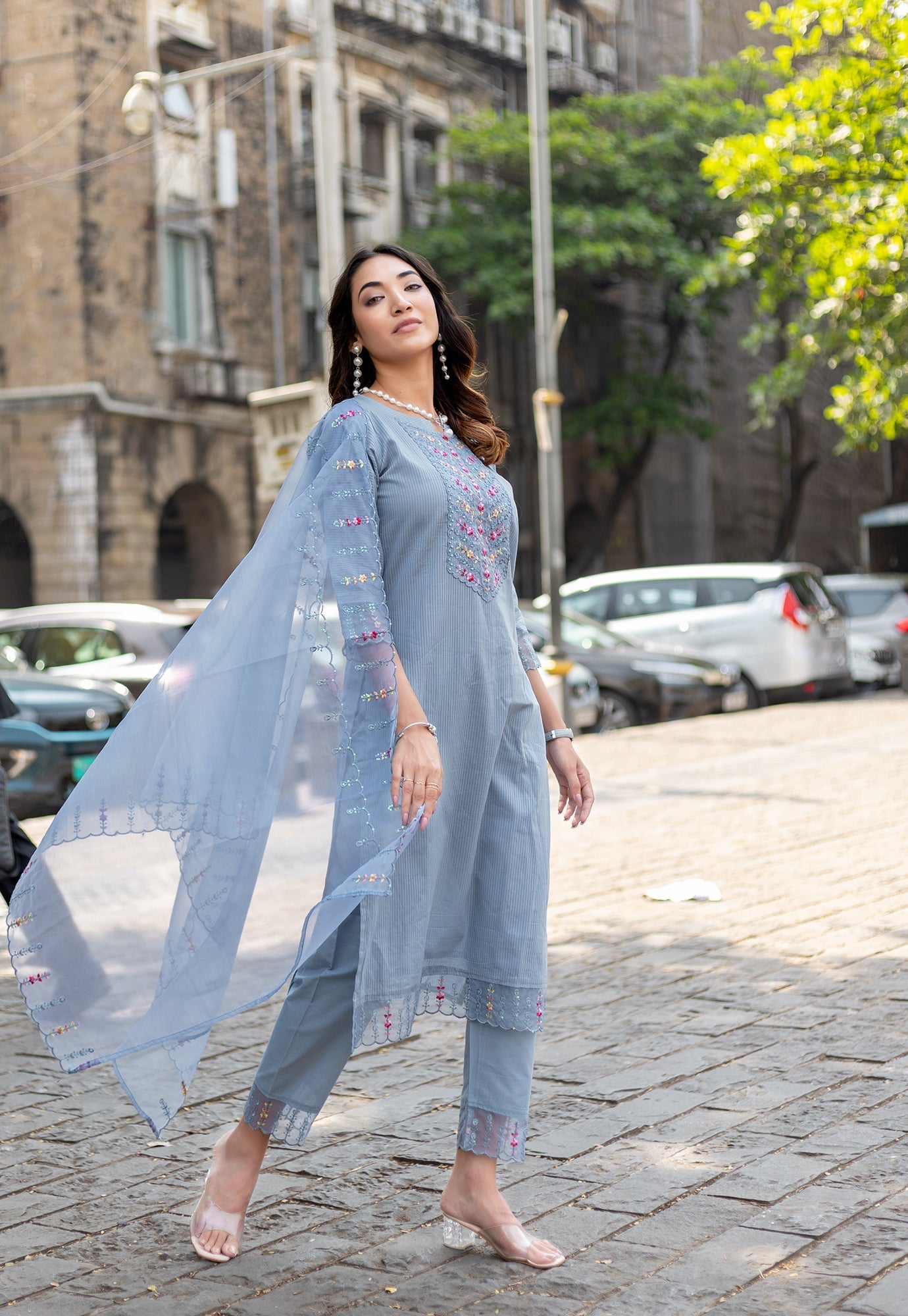 Women Embroidered Regular Work  Pure Cotton Kurta Set with Dupatta-CL-8044