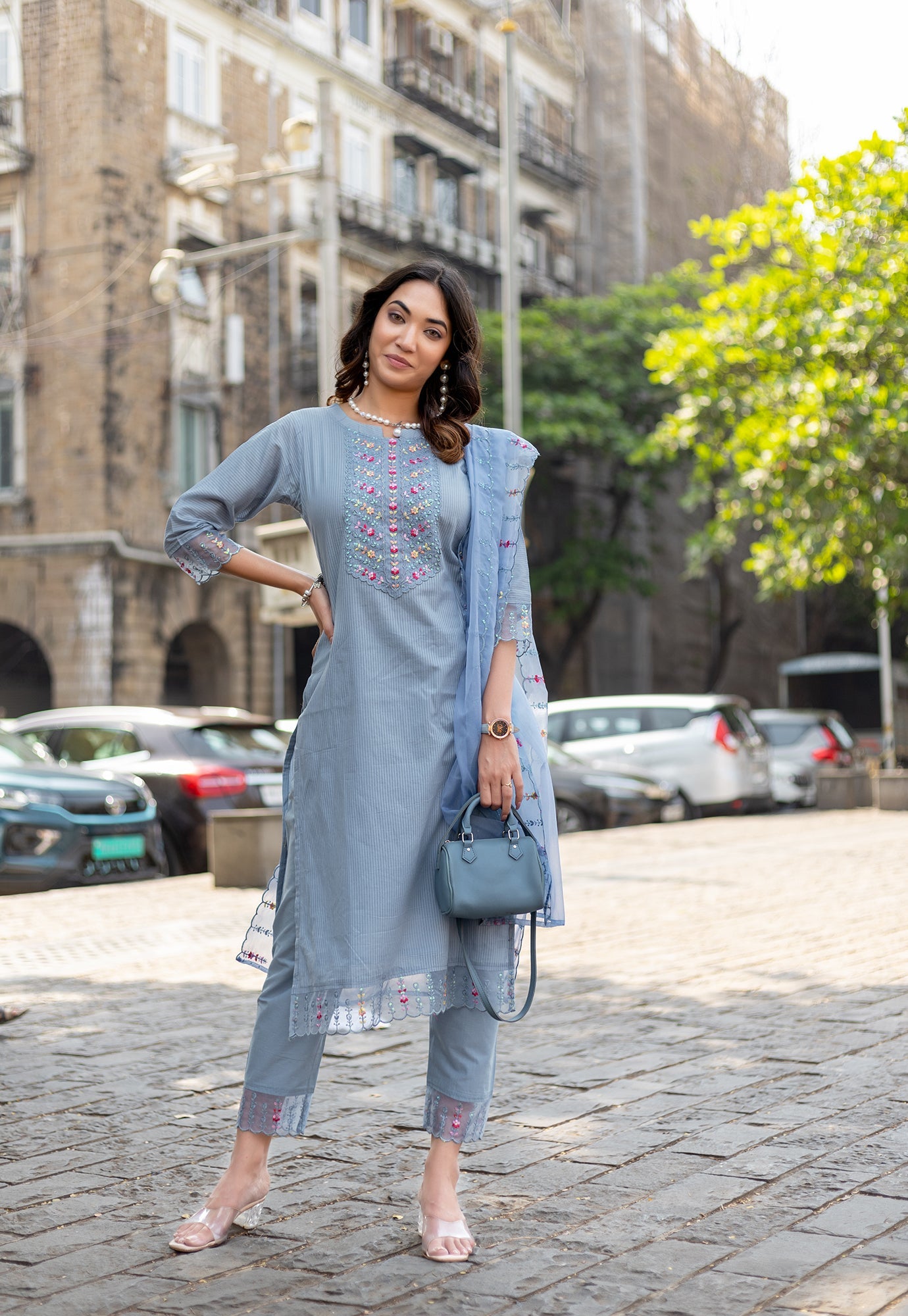 Women Embroidered Regular Work  Pure Cotton Kurta Set with Dupatta-CL-8044
