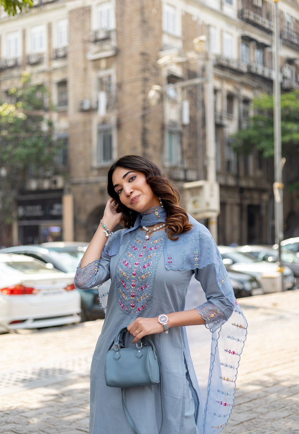 Women Embroidered Regular Work  Pure Cotton Kurta Set with Dupatta-CL-8044
