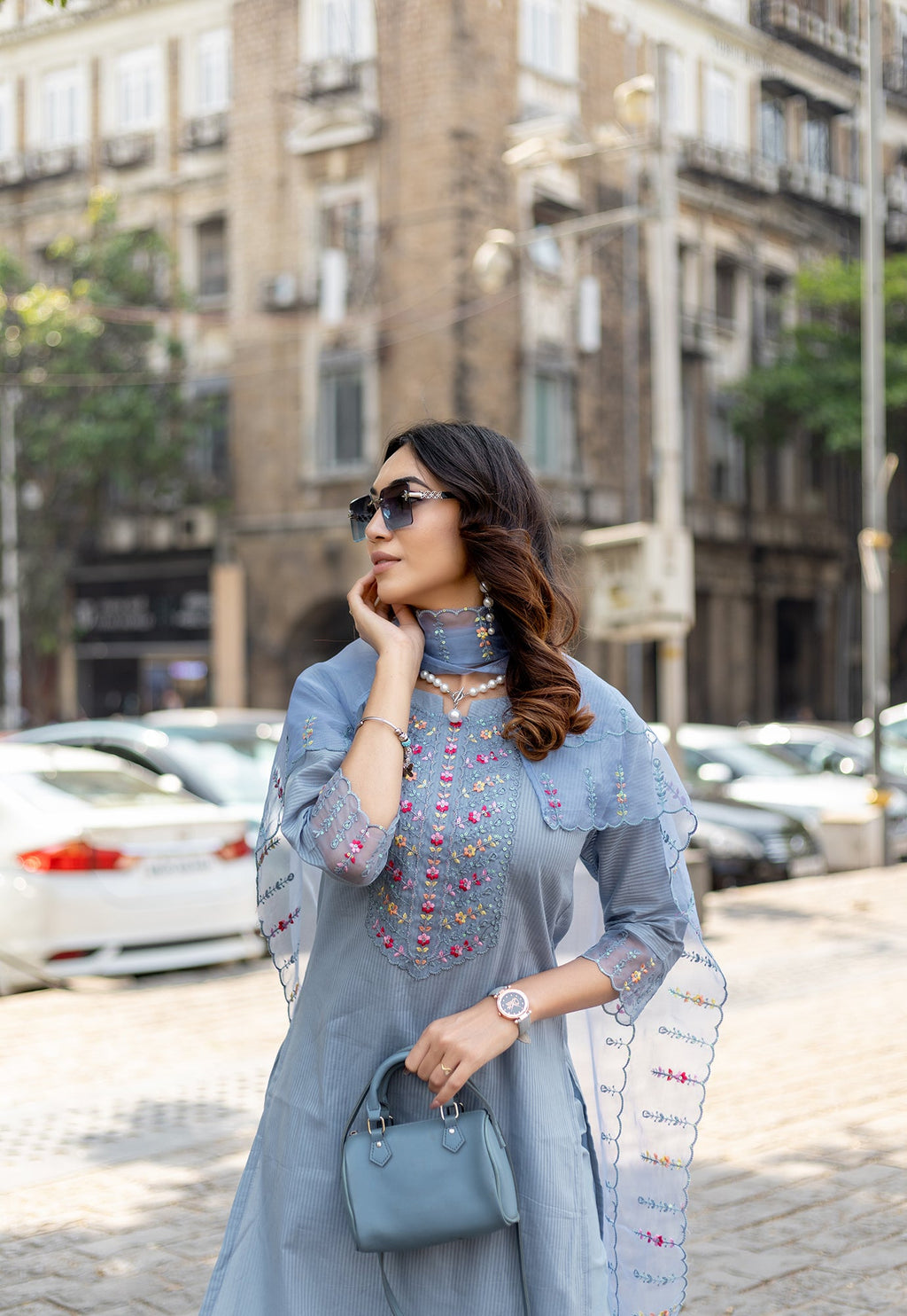 Women Embroidered Regular Work  Pure Cotton Kurta Set with Dupatta-CL-8044