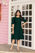 Women Green Colour Cotton Lycra Flare Above Mini Dress-OD11