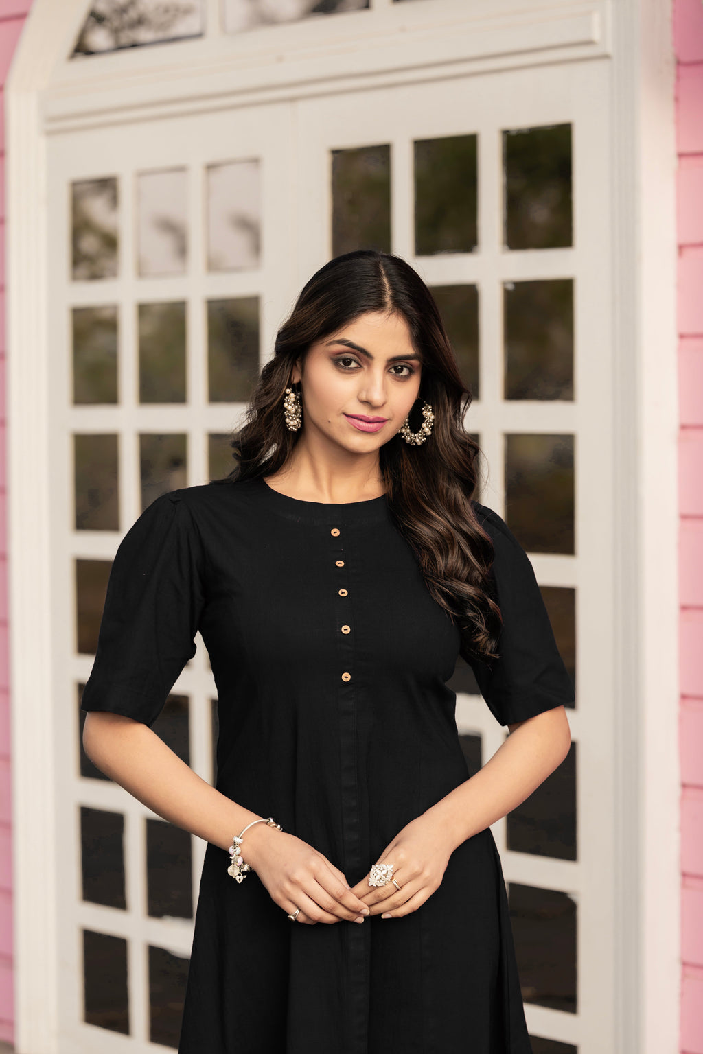Women Black Colour Cotton Lycra Flare Above Mini Dress-OD13