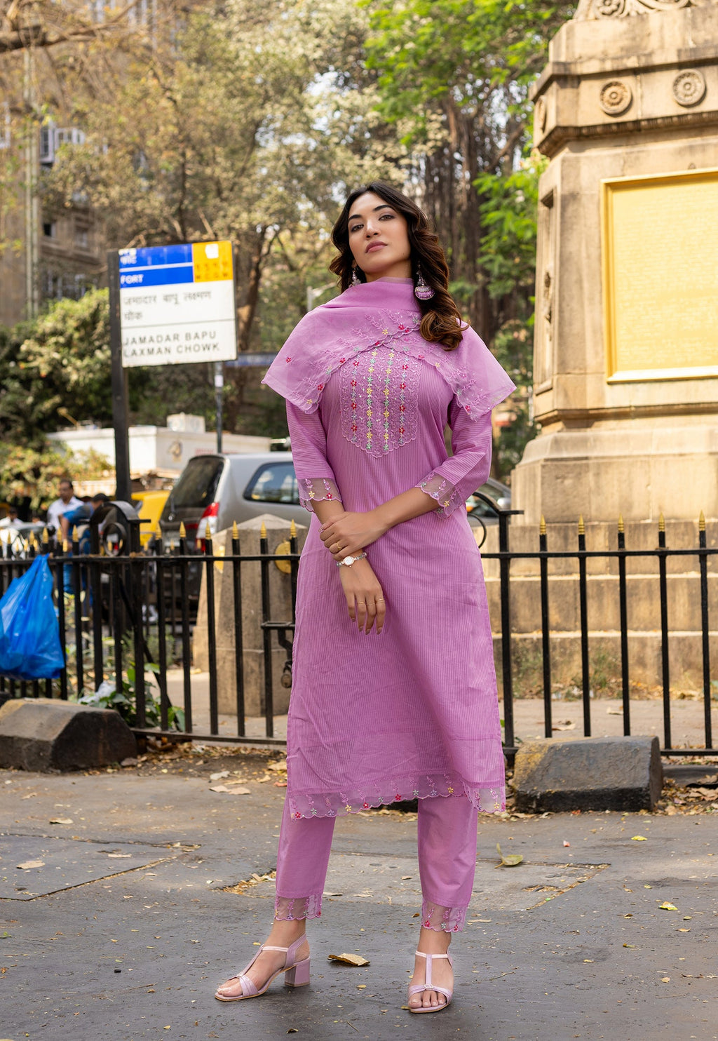 Women Embroidered Regular Work  Pure Cotton Kurta Set with Dupatta-CL-8045