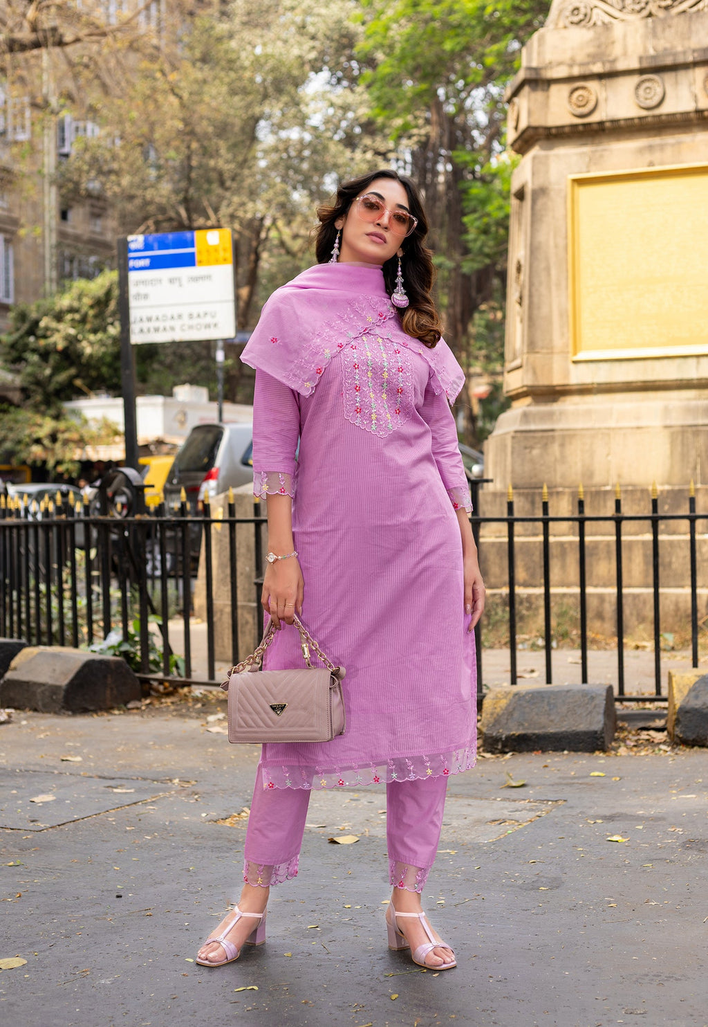 Women Embroidered Regular Work  Pure Cotton Kurta Set with Dupatta-CL-8045