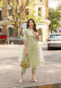 Women Embroidered Regular Work  Pure Cotton Kurta Set with Dupatta-CL-8043