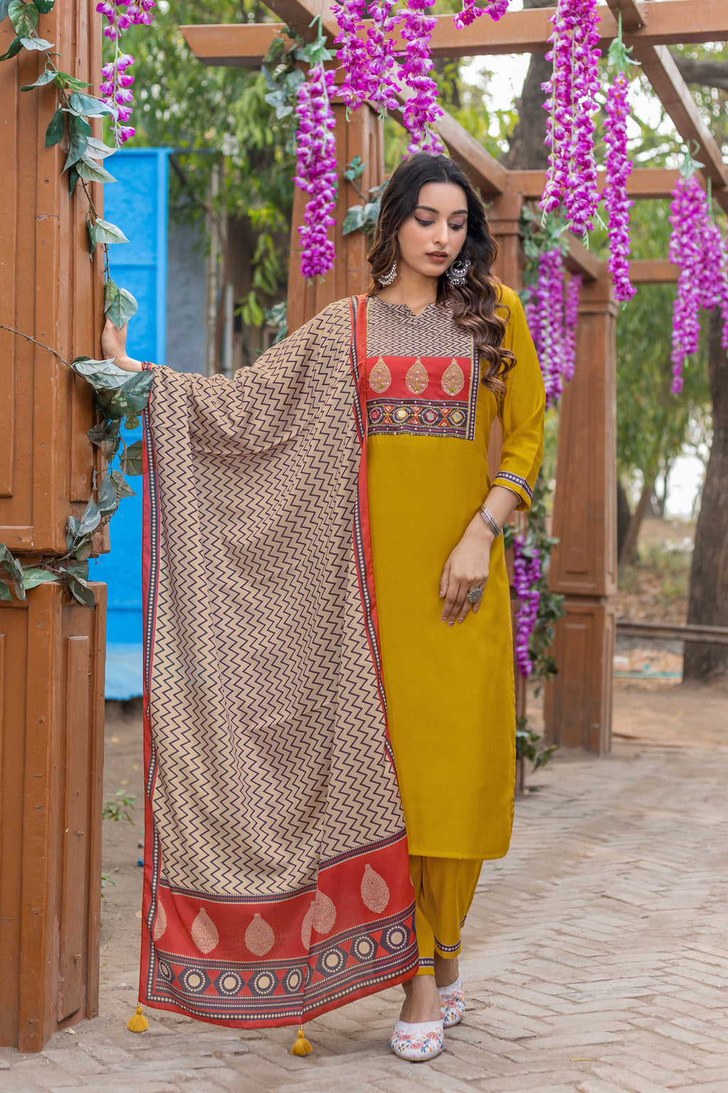 Women Modal Straight Kurta With Pant And Dupatta Suit Set-AMAYA
