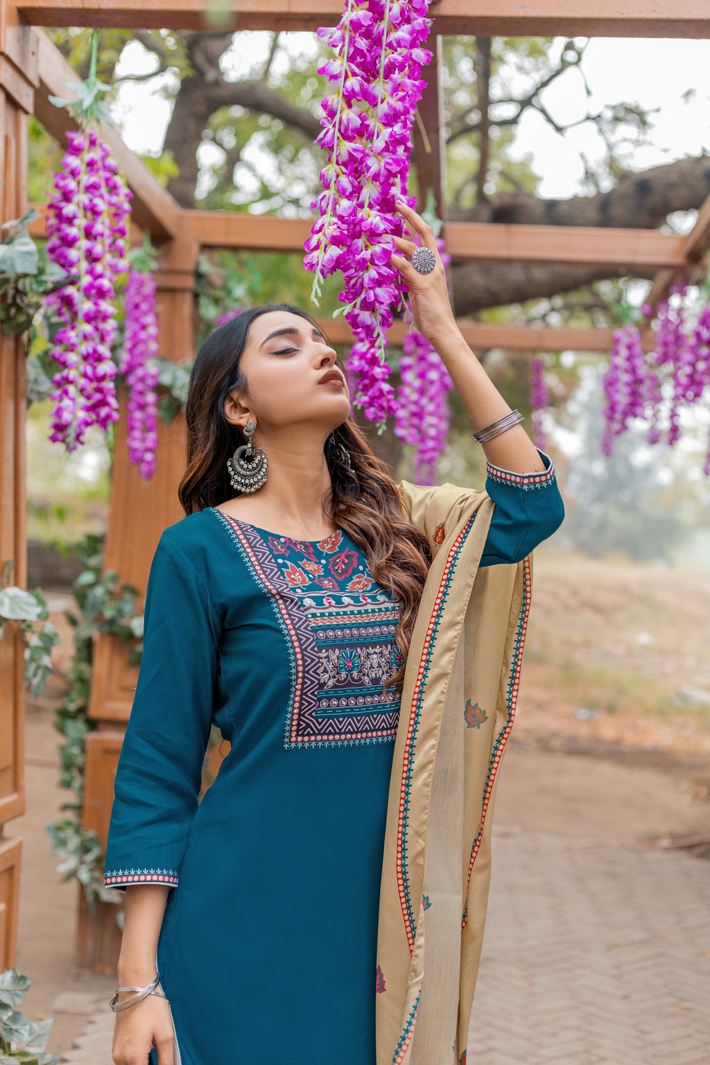 Women Modal Straight Kurta With Pant And Dupatta Suit Set-AMAYA