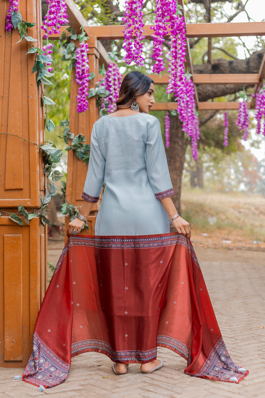 Women Modal Straight Kurta With Pant And Dupatta Suit Set-AMAYA