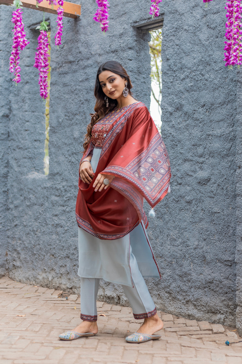 Women Modal Straight Kurta With Pant And Dupatta Suit Set-AMAYA