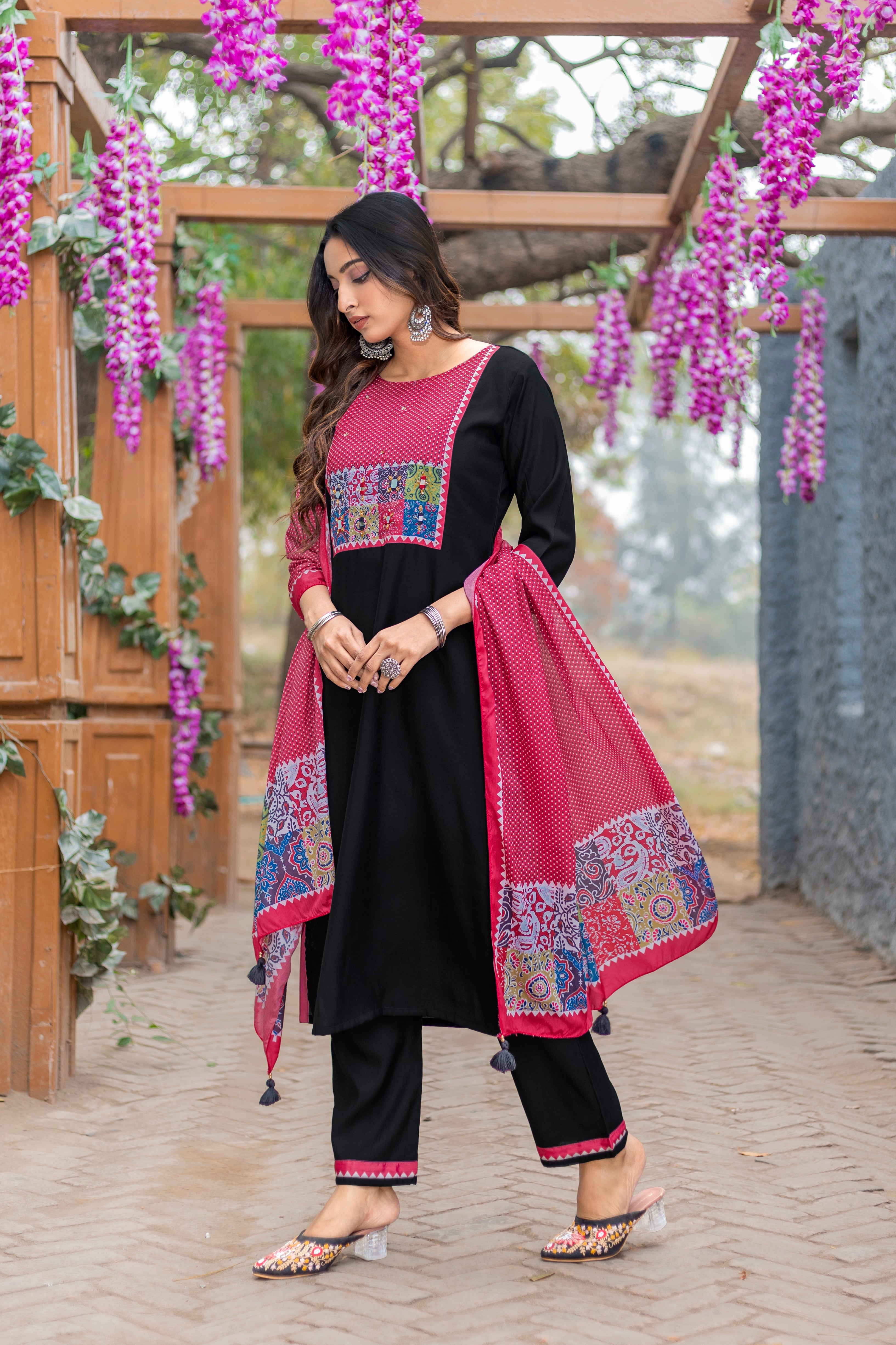Women Modal Straight Kurta With Pant And Dupatta Suit Set-AMAYA