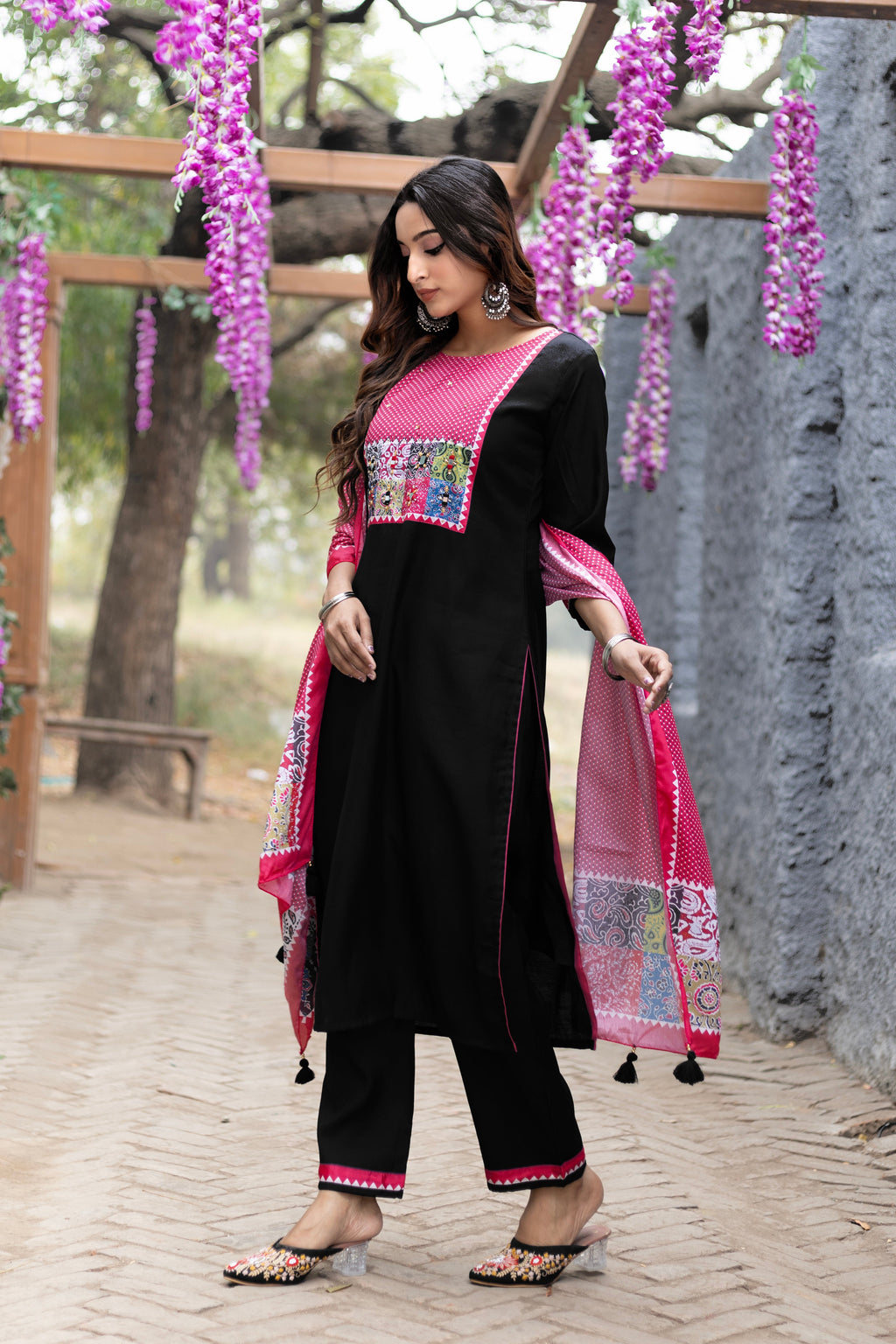 Women Modal Straight Kurta With Pant And Dupatta Suit Set-AMAYA