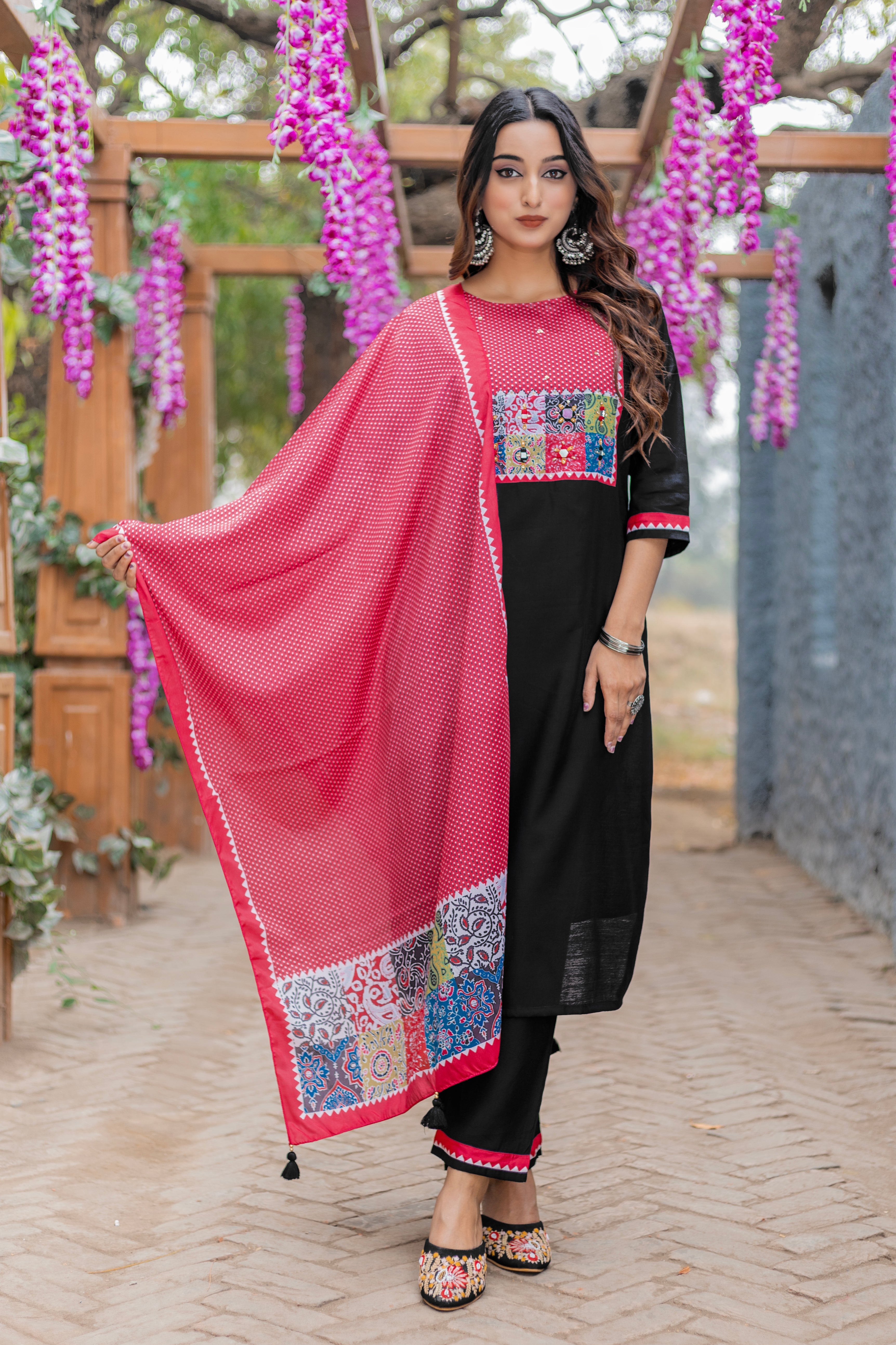 Women Modal Straight Kurta With Pant And Dupatta Suit Set-AMAYA