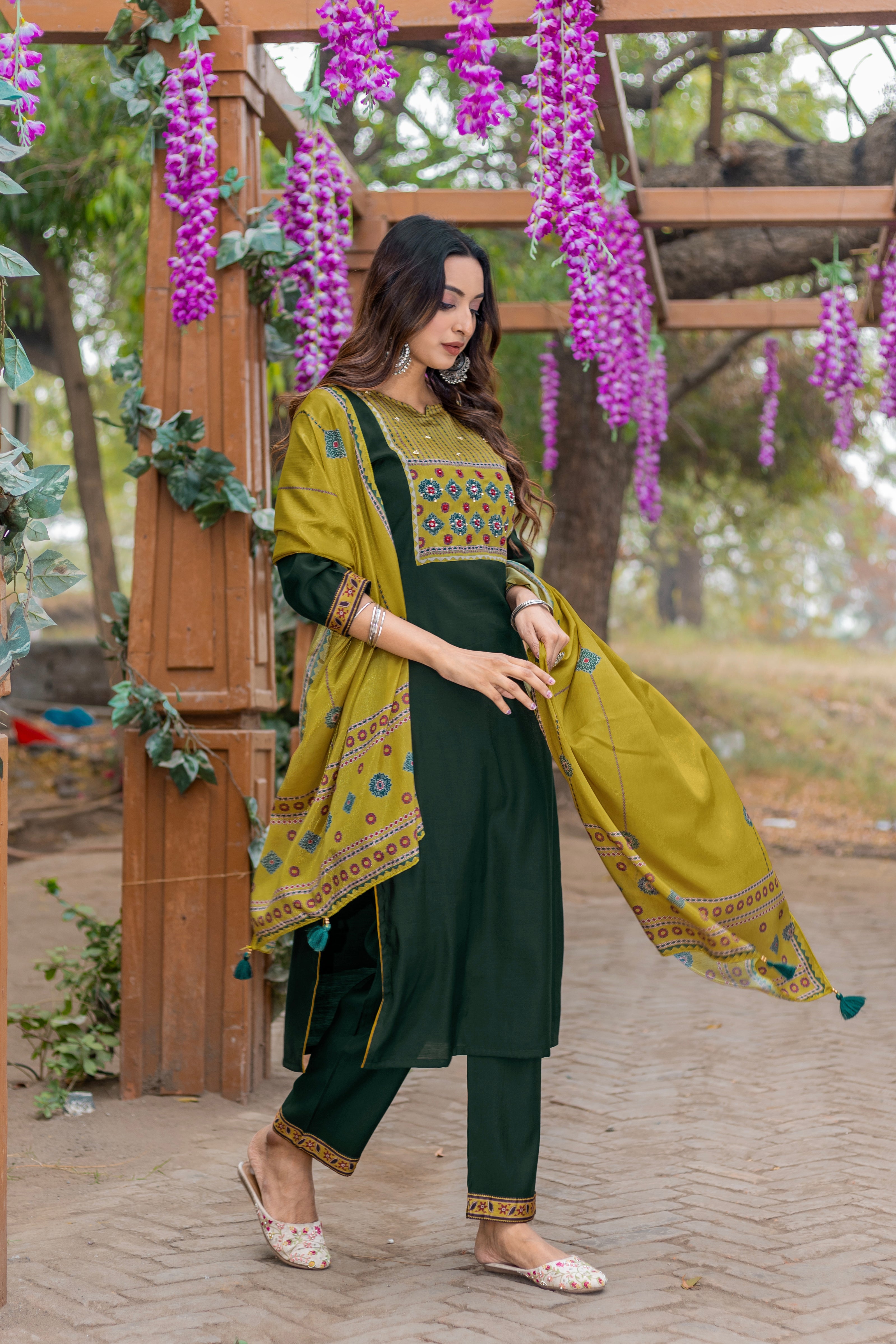 Women Modal Straight Kurta With Pant And Dupatta Suit Set-AMAYA