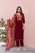 Women Modal Print  Straight Kurta With Pant And Dupatta Suit Set-DAYLIGHT