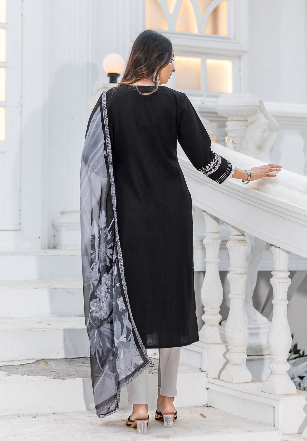 Women Modal Embroidery Straight Kurta With Pant And Dupatta Suit Set-NIRVEE