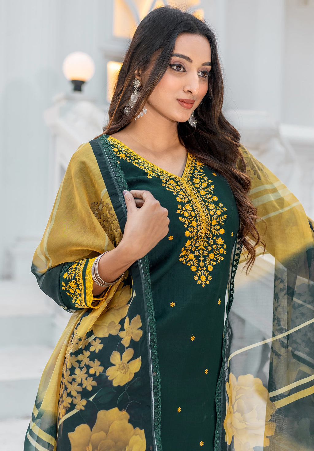 Women Modal Embroidery Straight Kurta With Pant And Dupatta Suit Set-NIRVEE