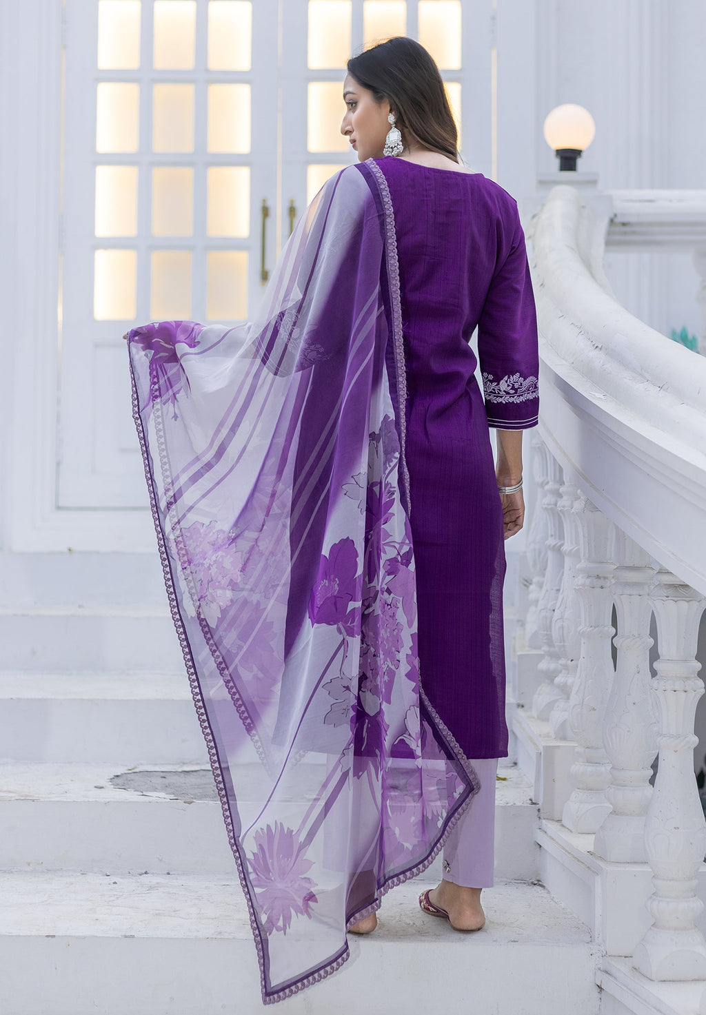 Women Modal Embroidery Straight Kurta With Pant And Dupatta Suit Set-NIRVEE