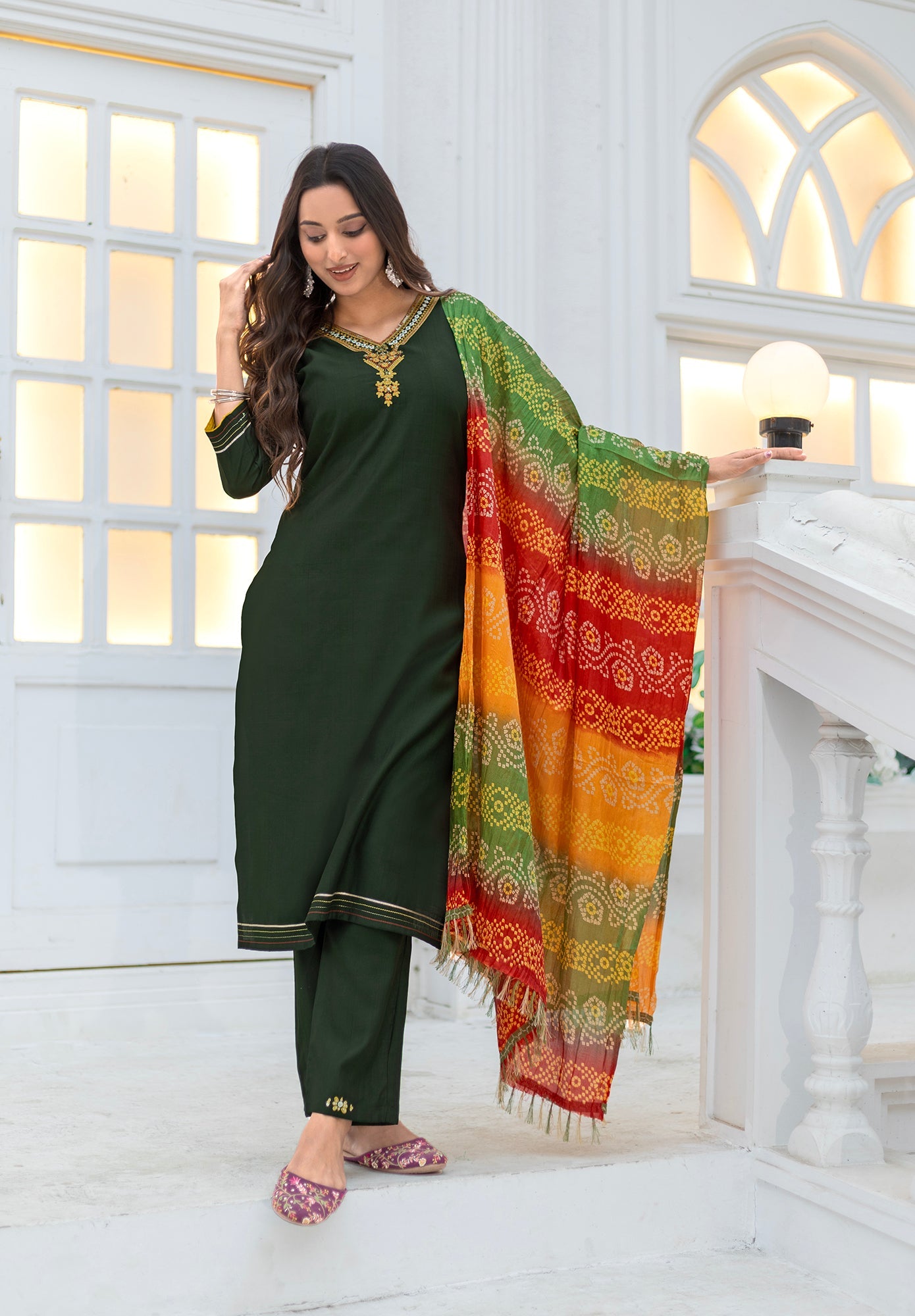Women Viscos Weaving Straight Kurta With Pant And Dupatta Suit Set-NIKITA