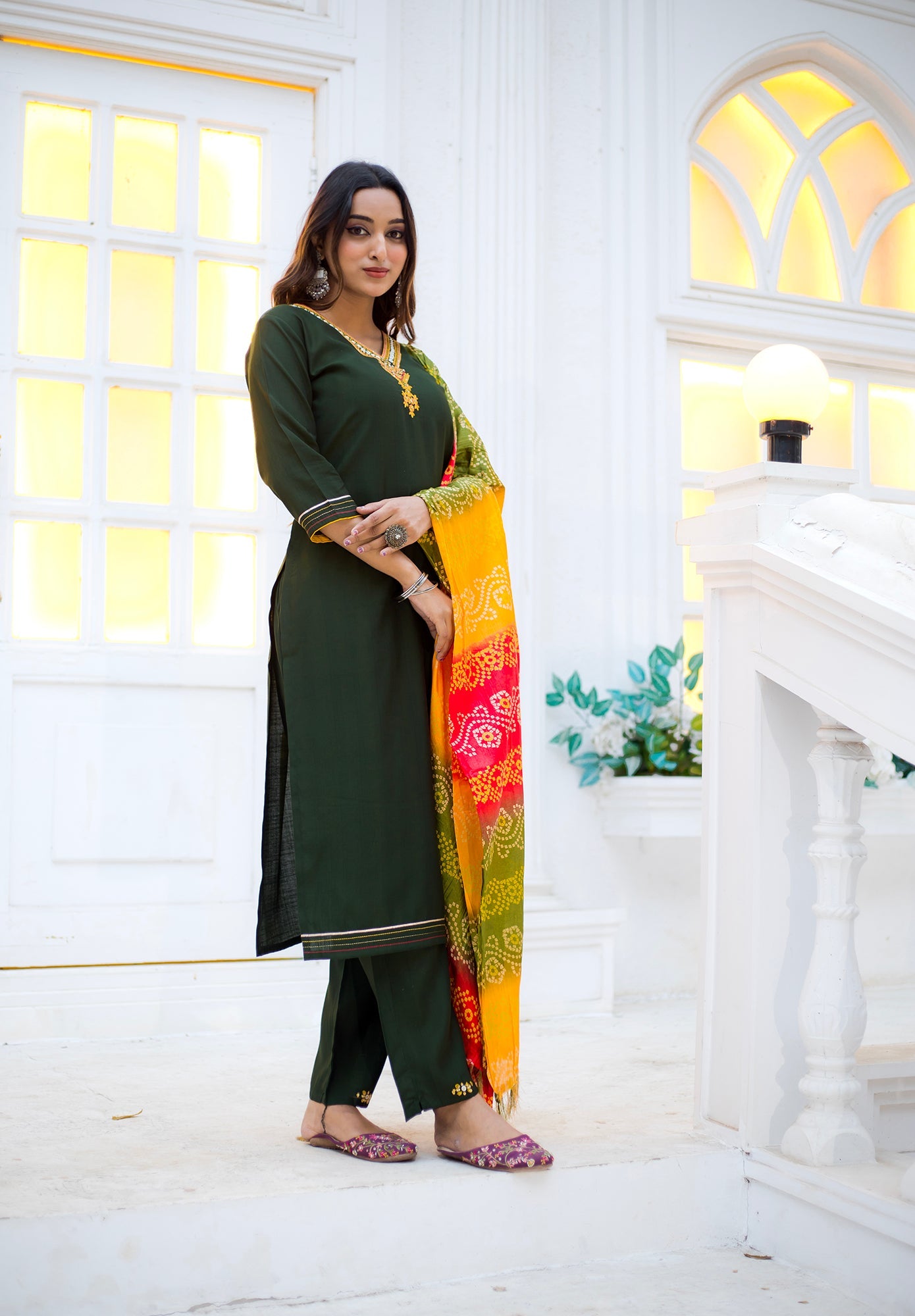 Women Viscos Weaving Straight Kurta With Pant And Dupatta Suit Set-NIKITA