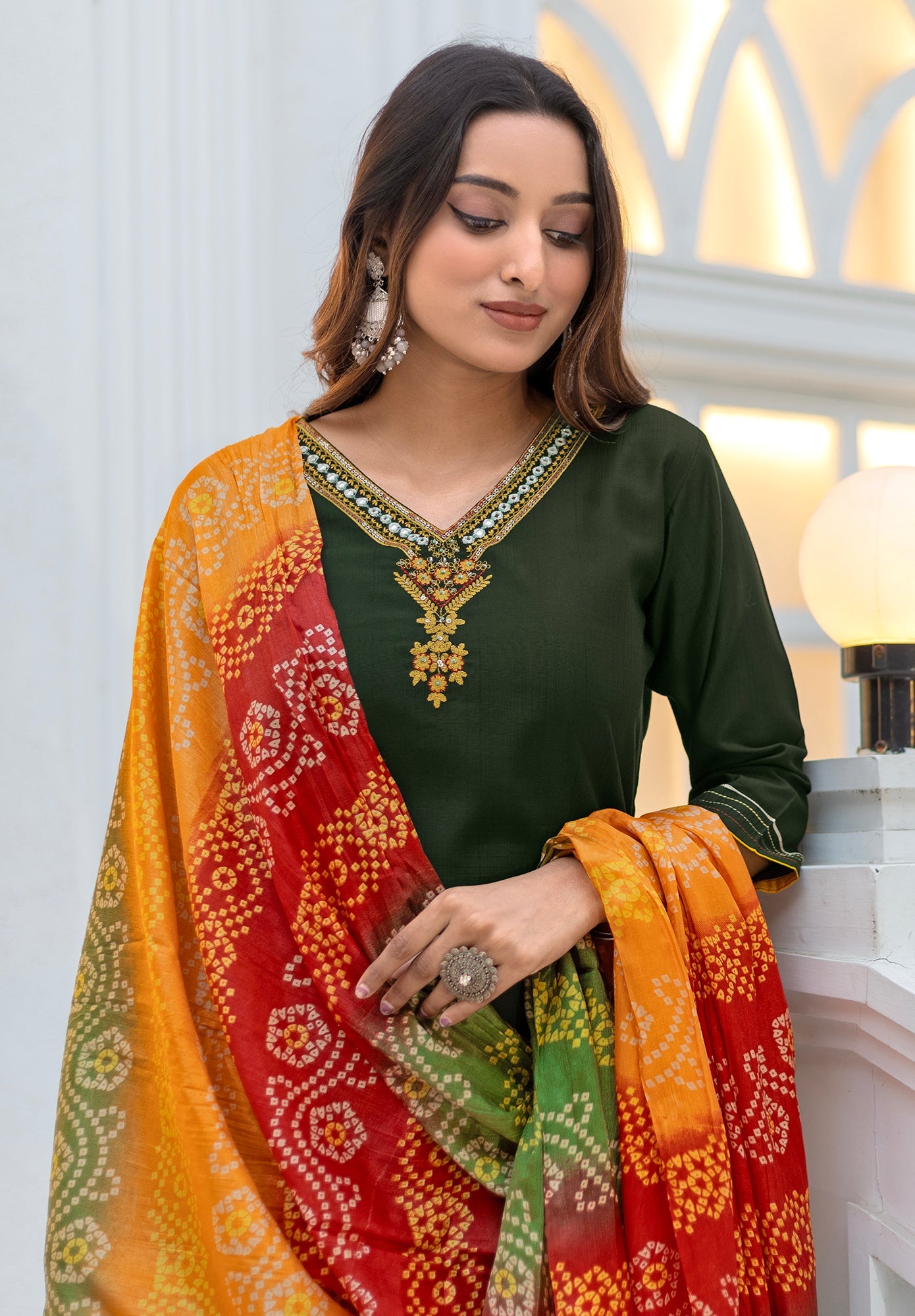 Women Viscos Weaving Straight Kurta With Pant And Dupatta Suit Set-NIKITA